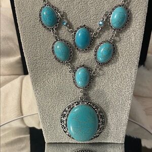 Turquoise Silver Statement Necklace